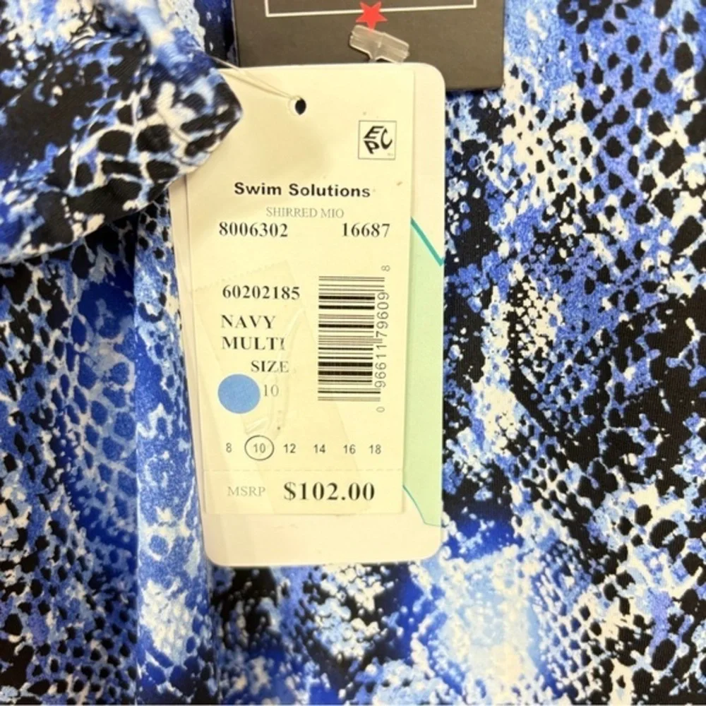SWIM SOLUTIONS $102 NWT Shirred Snakeskin one piece swimsuit 10 M - Picture 5 of 8